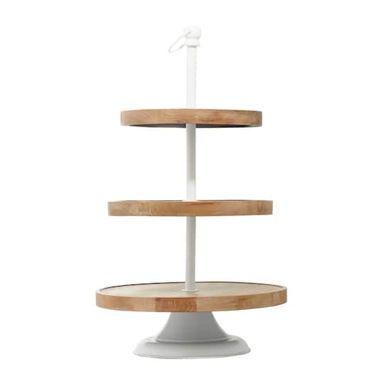 Brown Wood Farmhouse Tiered Server, 16" x 29"